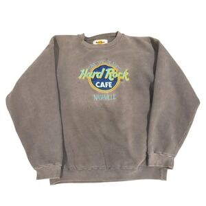 VTG 90s Hard Rock Cafe Nashville Crewneck Sweatshirt Save the Planet Black Faded